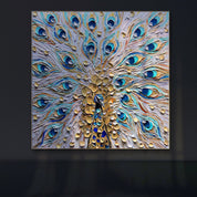 a painting of a peacock with lots of feathers