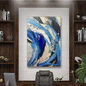 luxurious textured oil painting with blue colors