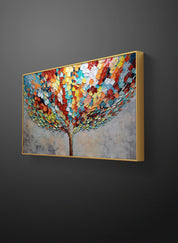 a painting of a tree on a wall
