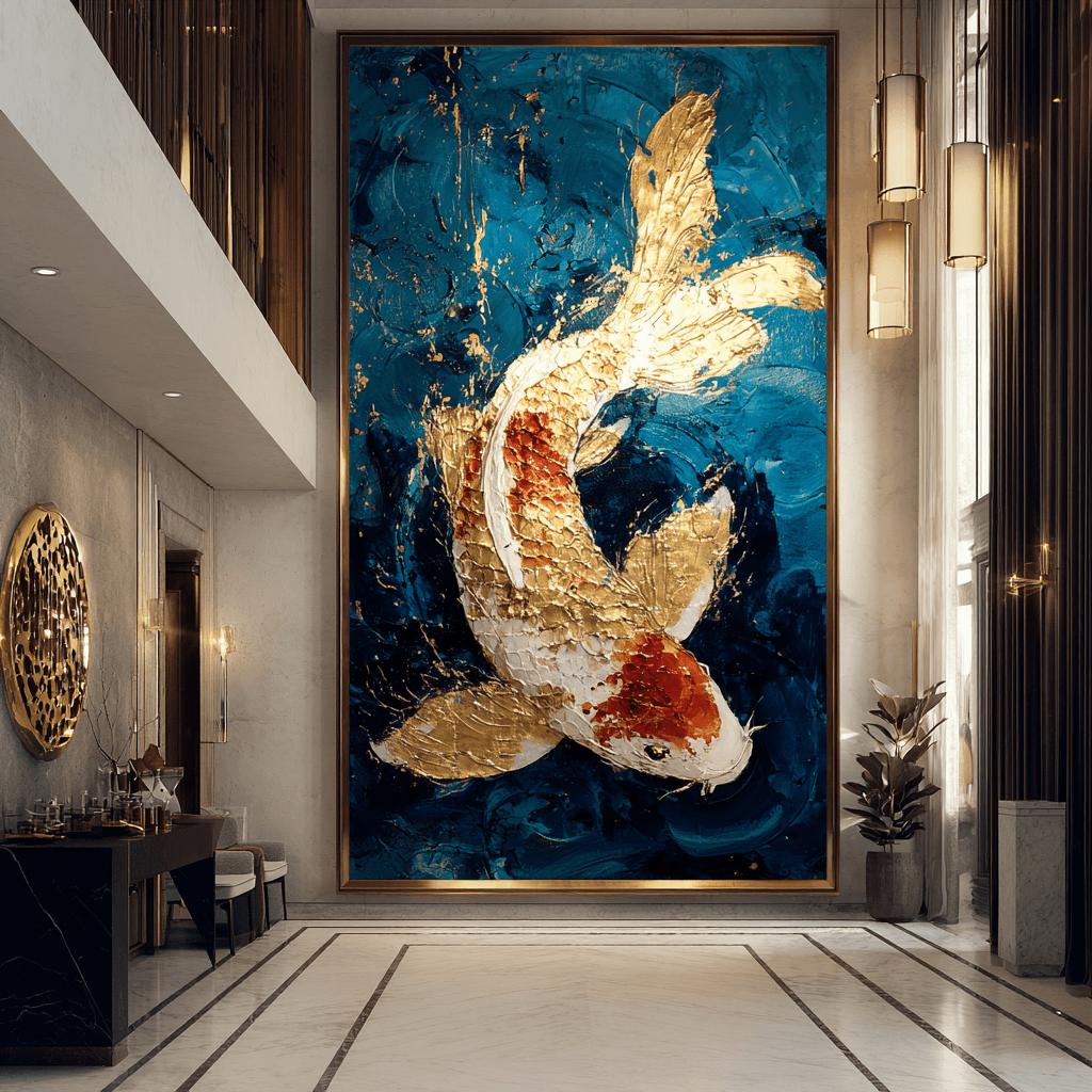 Koi of Prosperity - Gold Koi Fish Canvas Wall Art | Radikal Homes