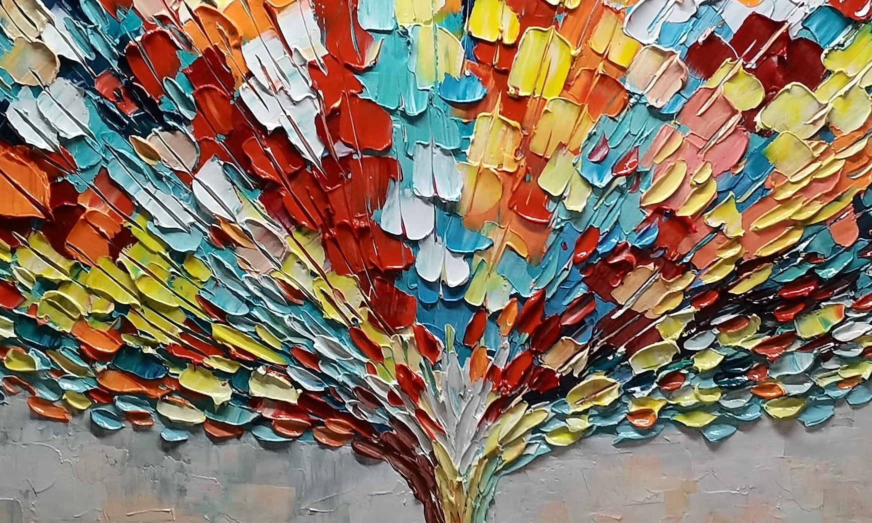 Colorful detail picture of the best seller of radikal homes which is a abstract colorful tree