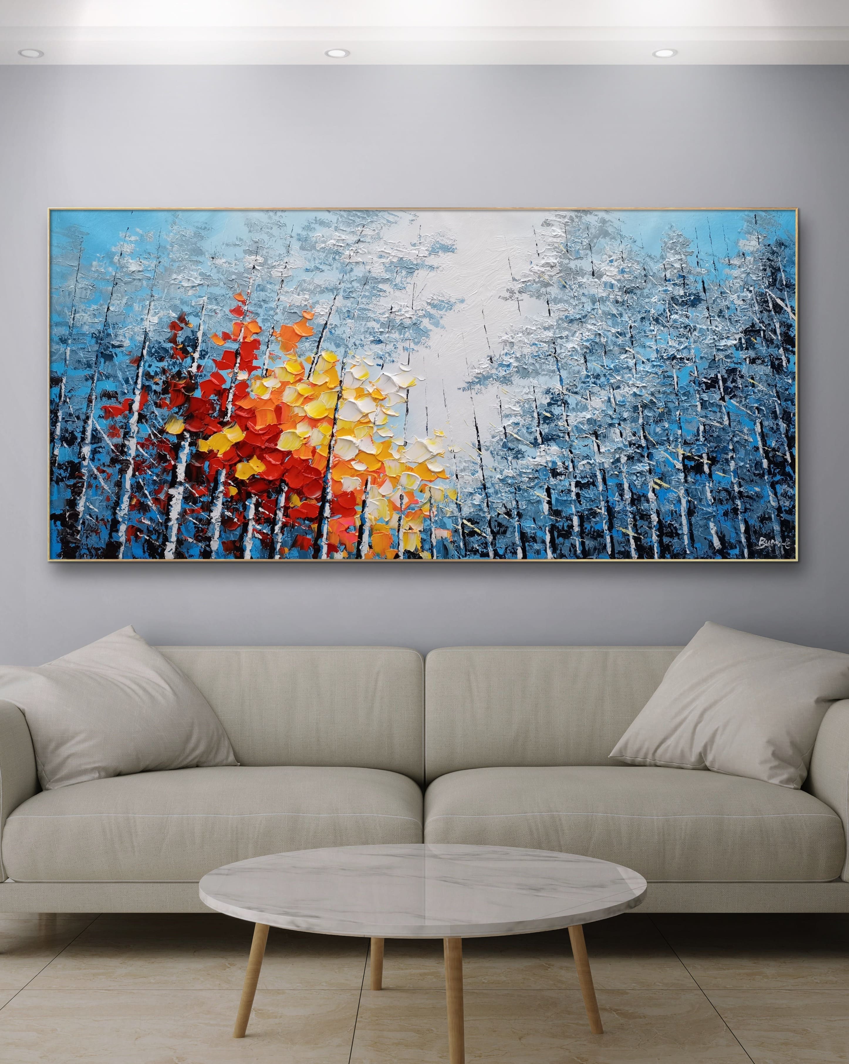 Modern Abstract Art • Vibrant Art • 12x24 Canvas fashion • Eclectic Blue Painting