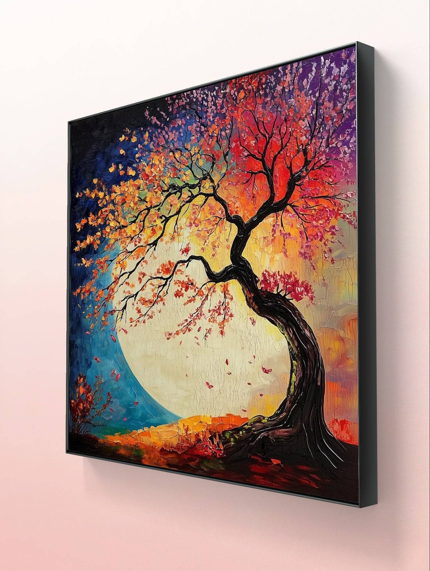 Zen-Inspired Tree of Life - Japanese-Style Abstract Oil Painting