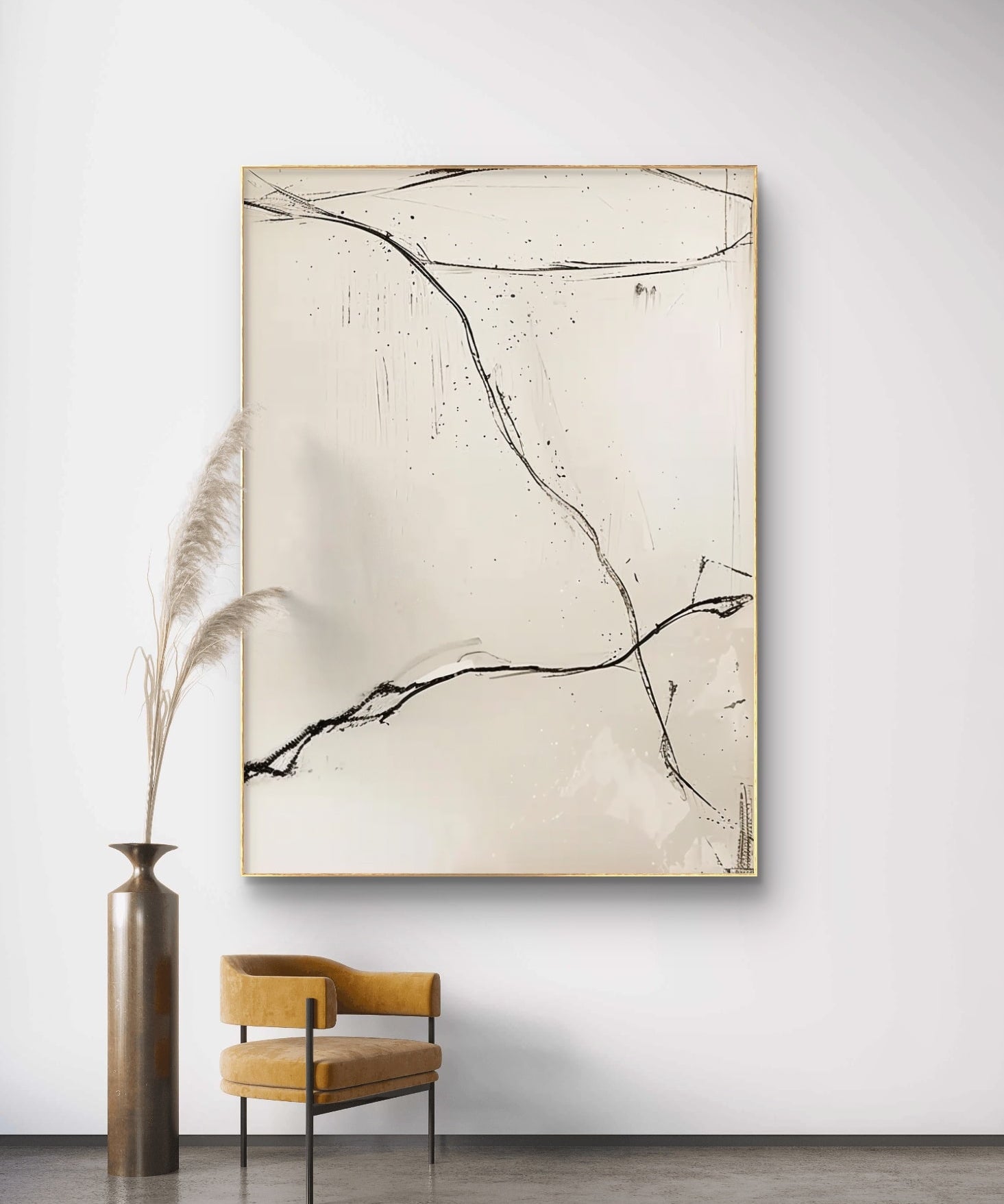 White minimalist painting with clean and creamy texture. Wall decoration for living room, modern interior design