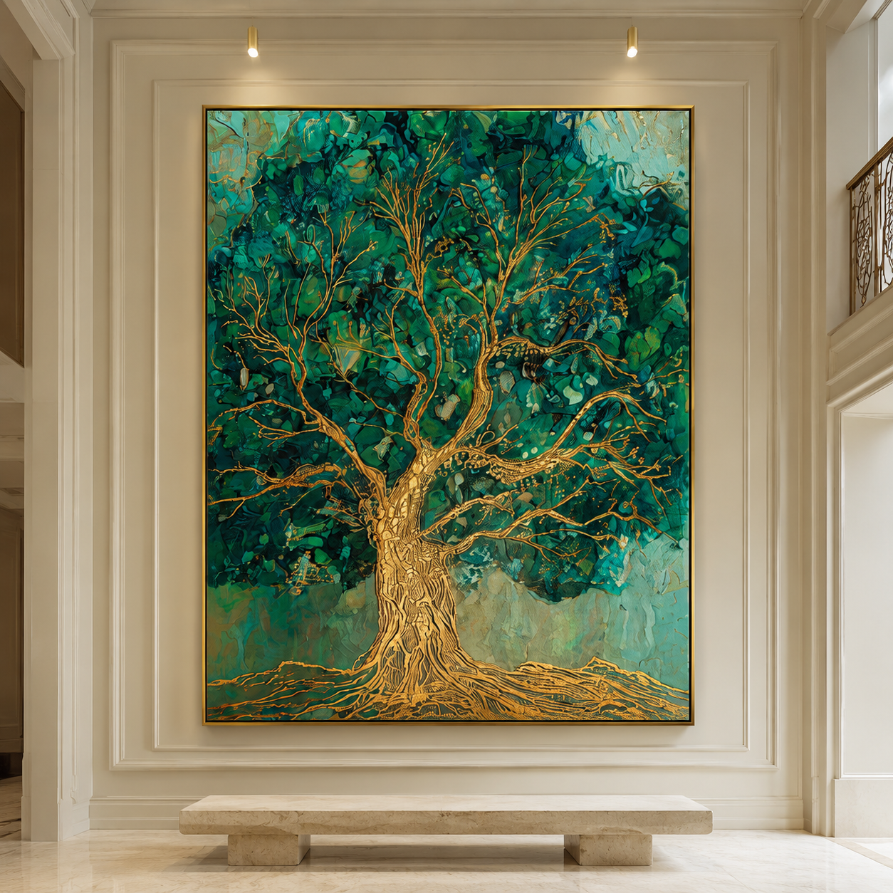 Elegantgallerywithgoldentreeartwork.png