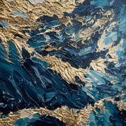 Abstract art with blue and gold colors