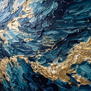 Abstract art with blue and gold colors