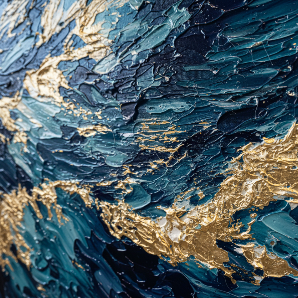 Abstract art with blue and gold colors