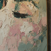 Abstract painting with textured brushstrokes in pastel colors