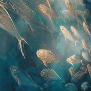 Pattern of fish on a textured fabric background