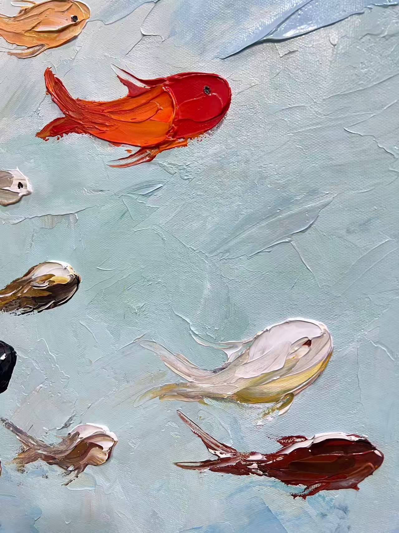 Vibrant Hand-Painted Extra-Large Wall Art Sea Fishes Ocean