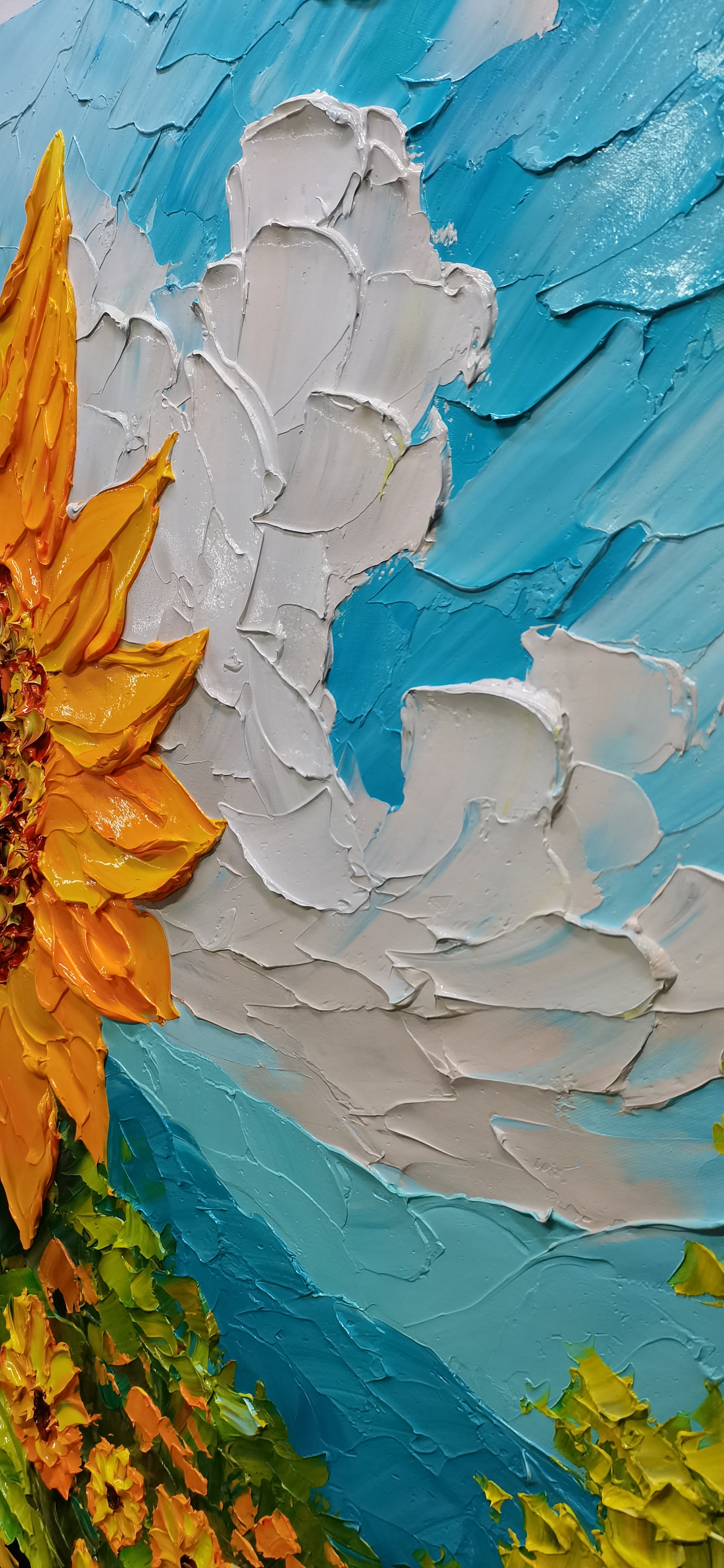 Vibrant Sunflowers by the Stream Oil Painting – Radikal Homes