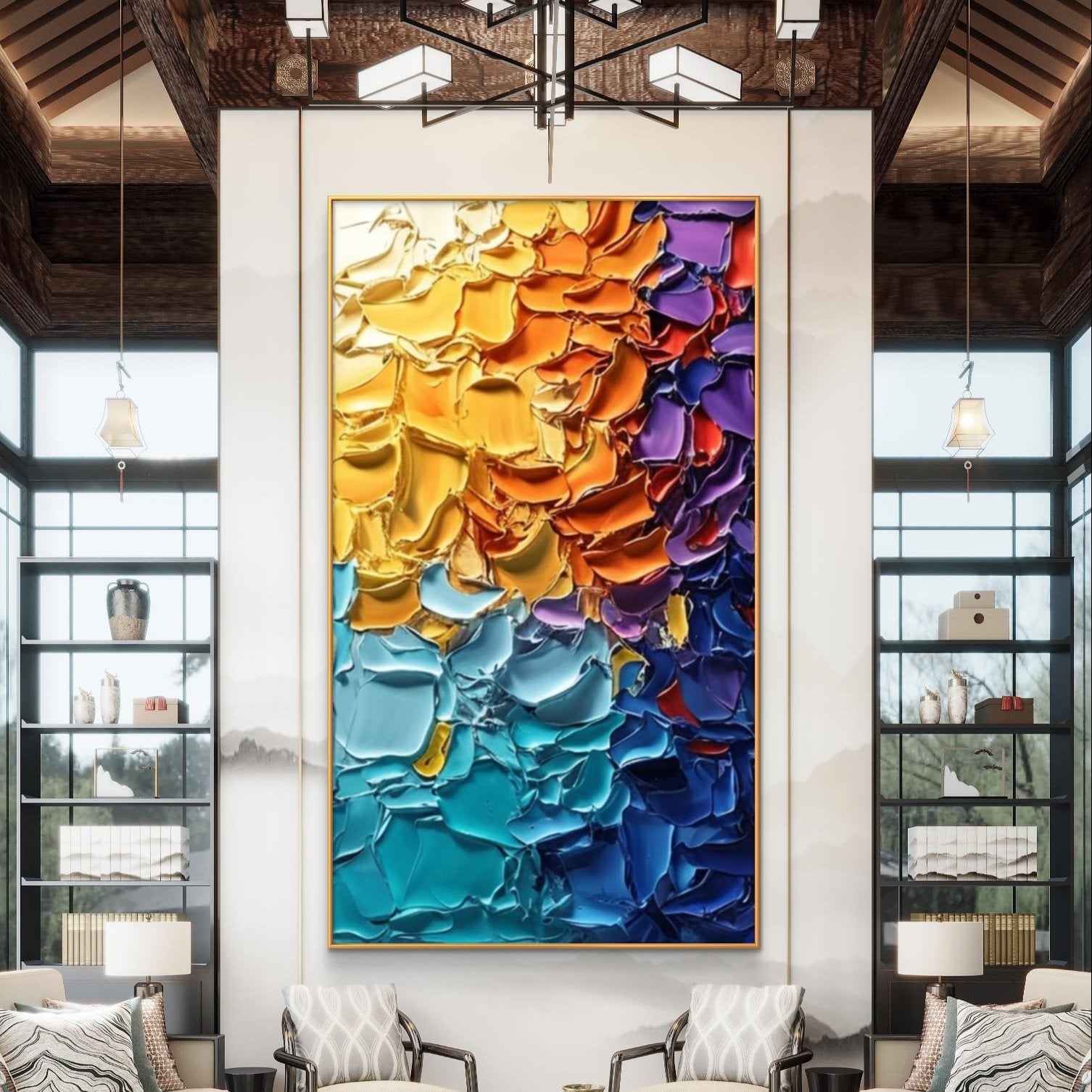 textured colorful canvas painting