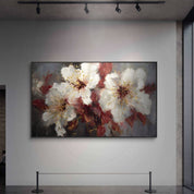 Floral painting on a wall in an art gallery setting