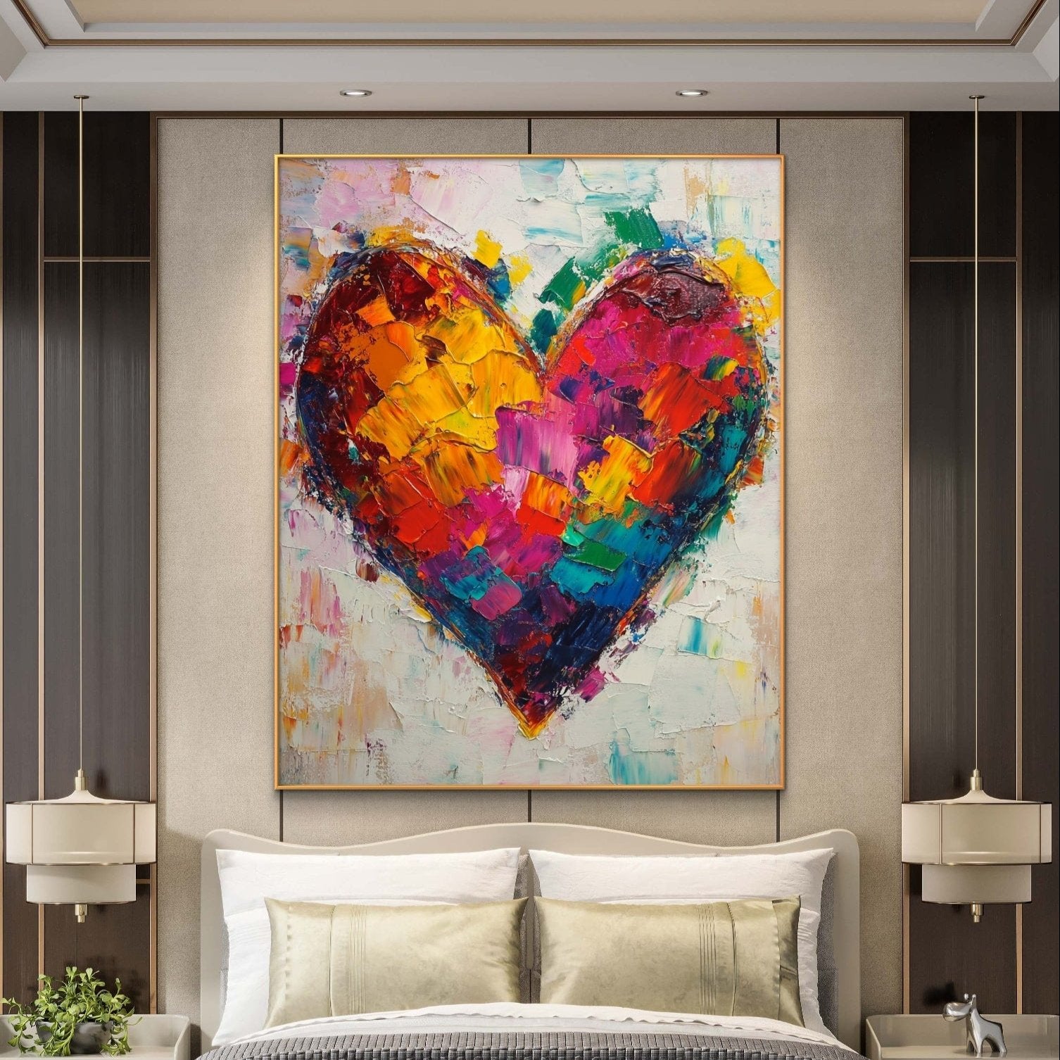 Vibrant Heart Canvas Art - Bold Colors, Textured Design