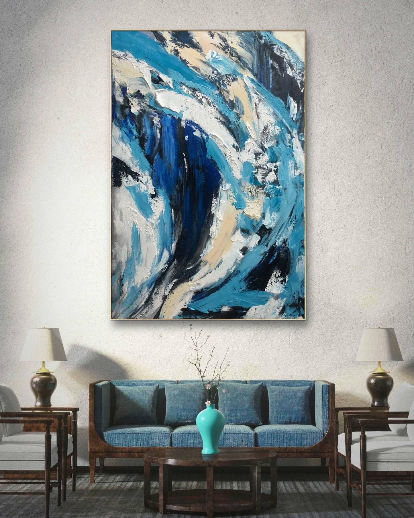 Space Painting Original Oil Painting 3D Moon Painting On Canvas Texture Wall Art buy Living Room Decor Blue Wall Art