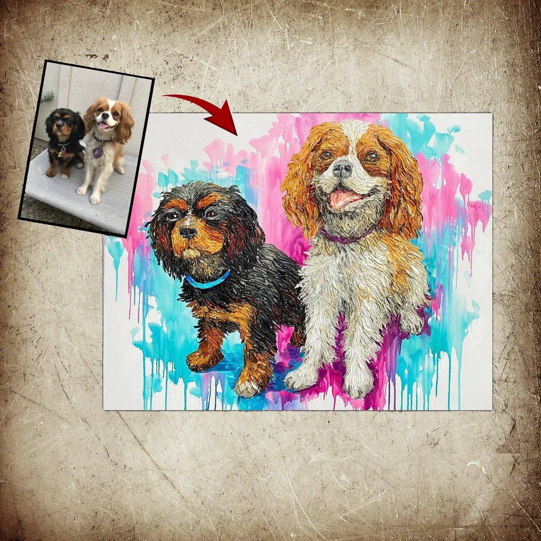 a picture of two dogs on a piece of paper