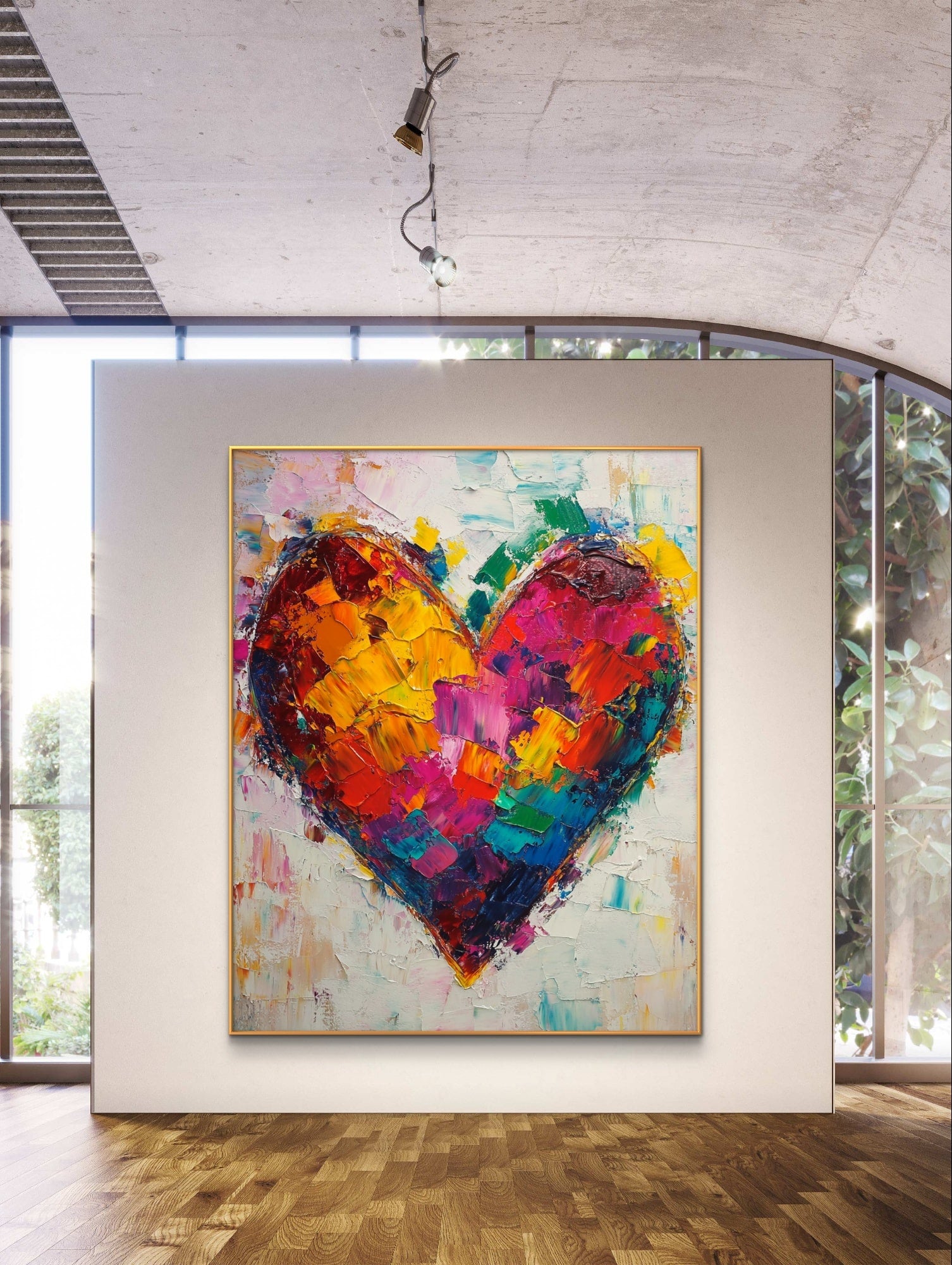 Sold 3' Heart Colors Art Canvas Painting