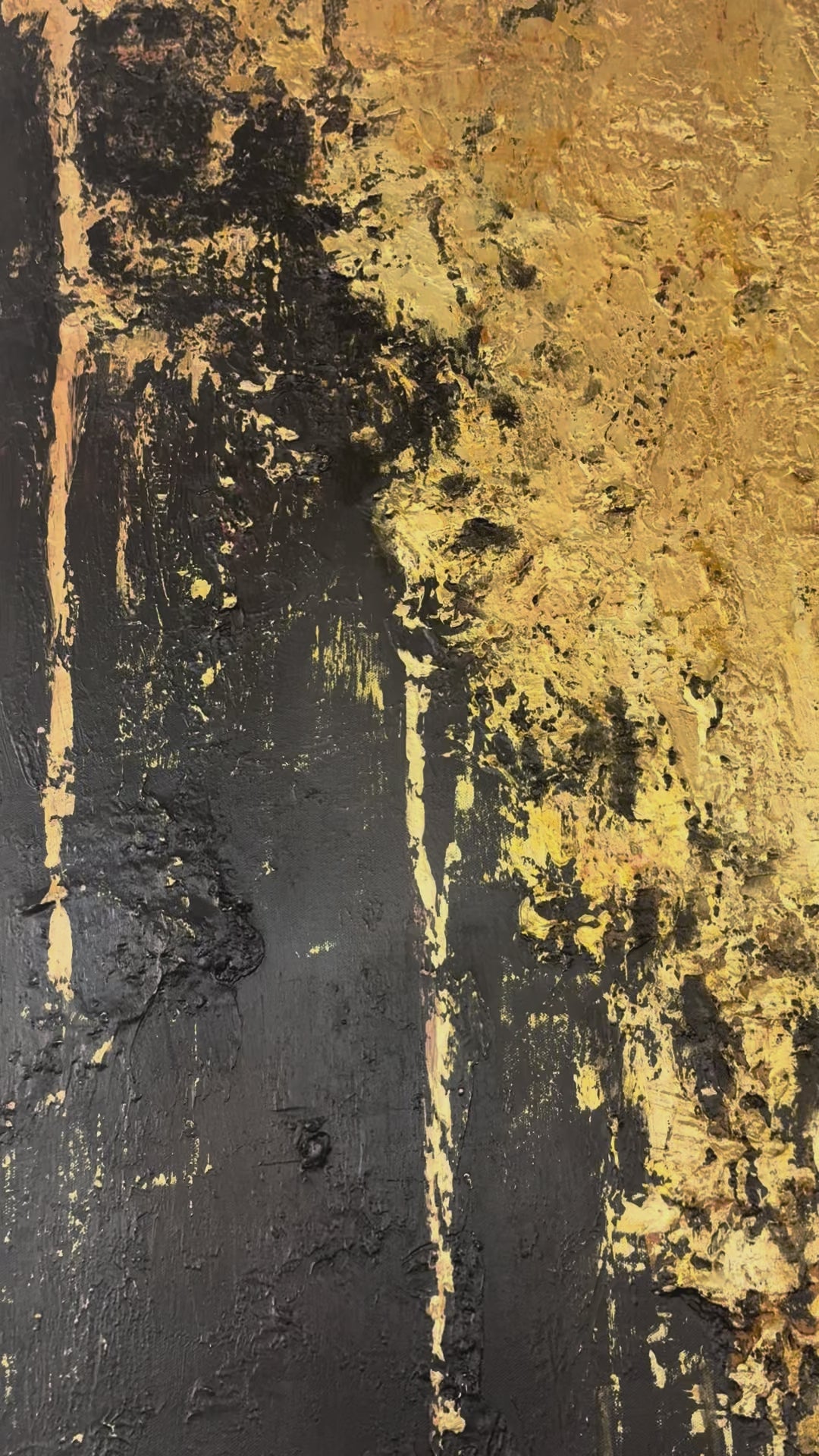 Gold Black Abstract Art - Luxury Textured Canvas Wall Art