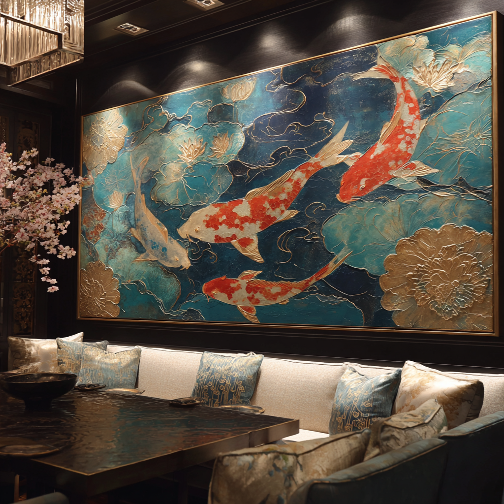 yubran_Oversized_painting_of_koi_fish_with_raised_3D_metallic_g_4afdb49c-22db-4c31-92d5-d80ad7d3d1a1.png